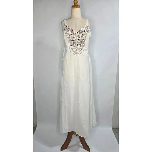 Vintage Metrostyle Cotton Linen Embroidered Maxi Dress size 6 - Picture 1 of 4